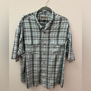 Duluth Trading Co. 2XL Plaid Performance Button-Up Shirt Short Sleeve Quick Dry